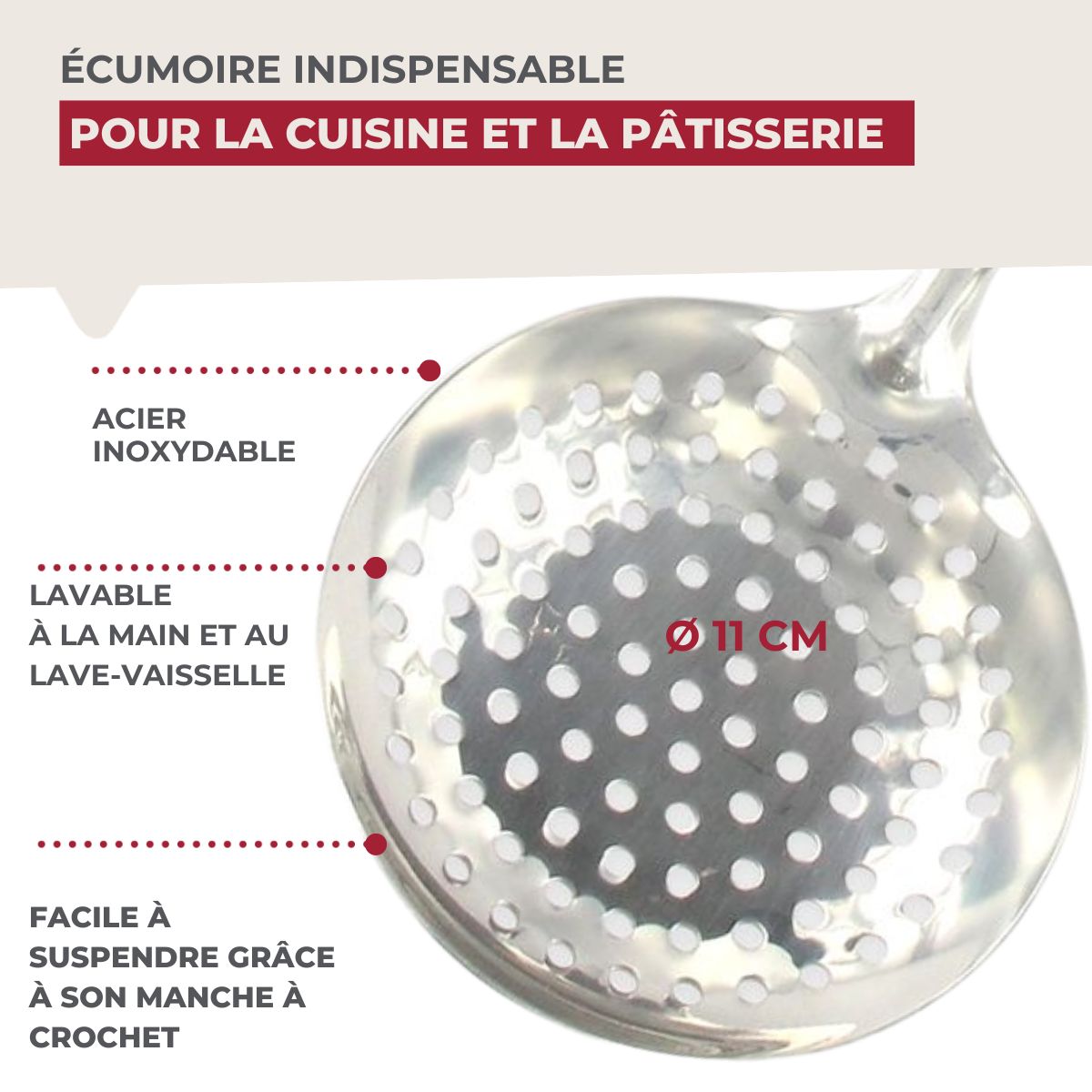 Ecumoire inox 32 cm  Oxford Fackelmann - Mathon - 4