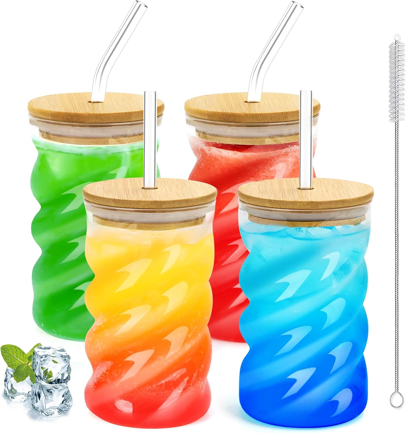 Lot de 4 Verres avec Paille et Couvercle 500 ml Vendos85 - Mathon