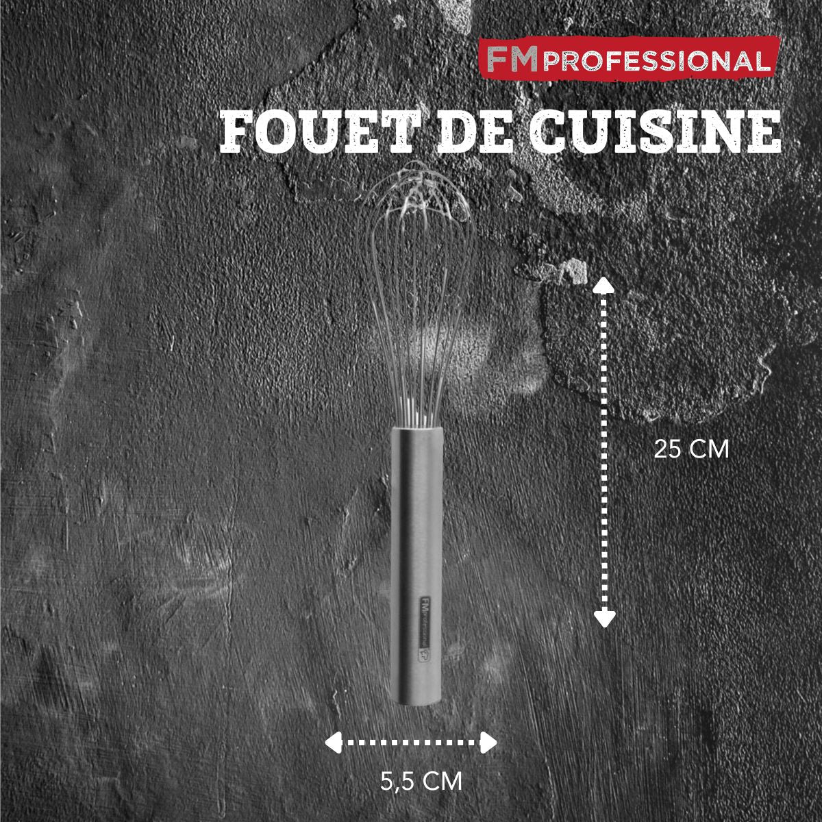 Fouet de cuisine et pâtisserie en inox 25 cm FM Professional - Mathon - 3