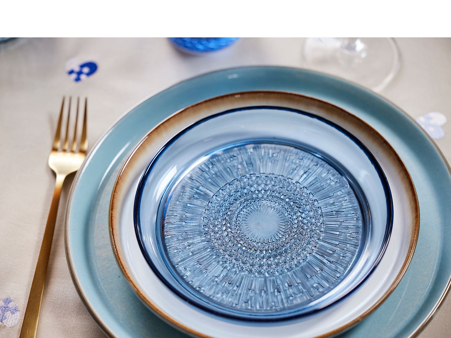 Assiette Kusintha en verre Bleu Bitz - Mathon - 2