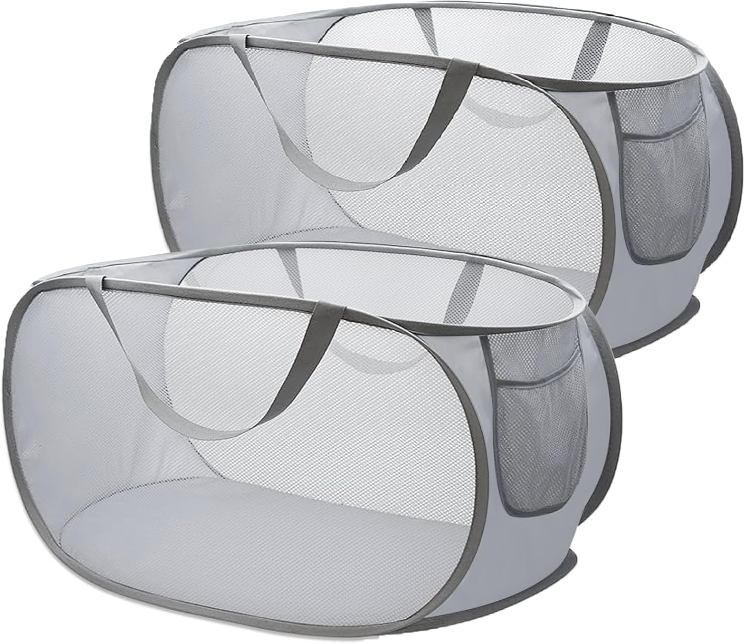 Lot 2 paniers à linge pliables gris 75L Vendos85 - Mathon