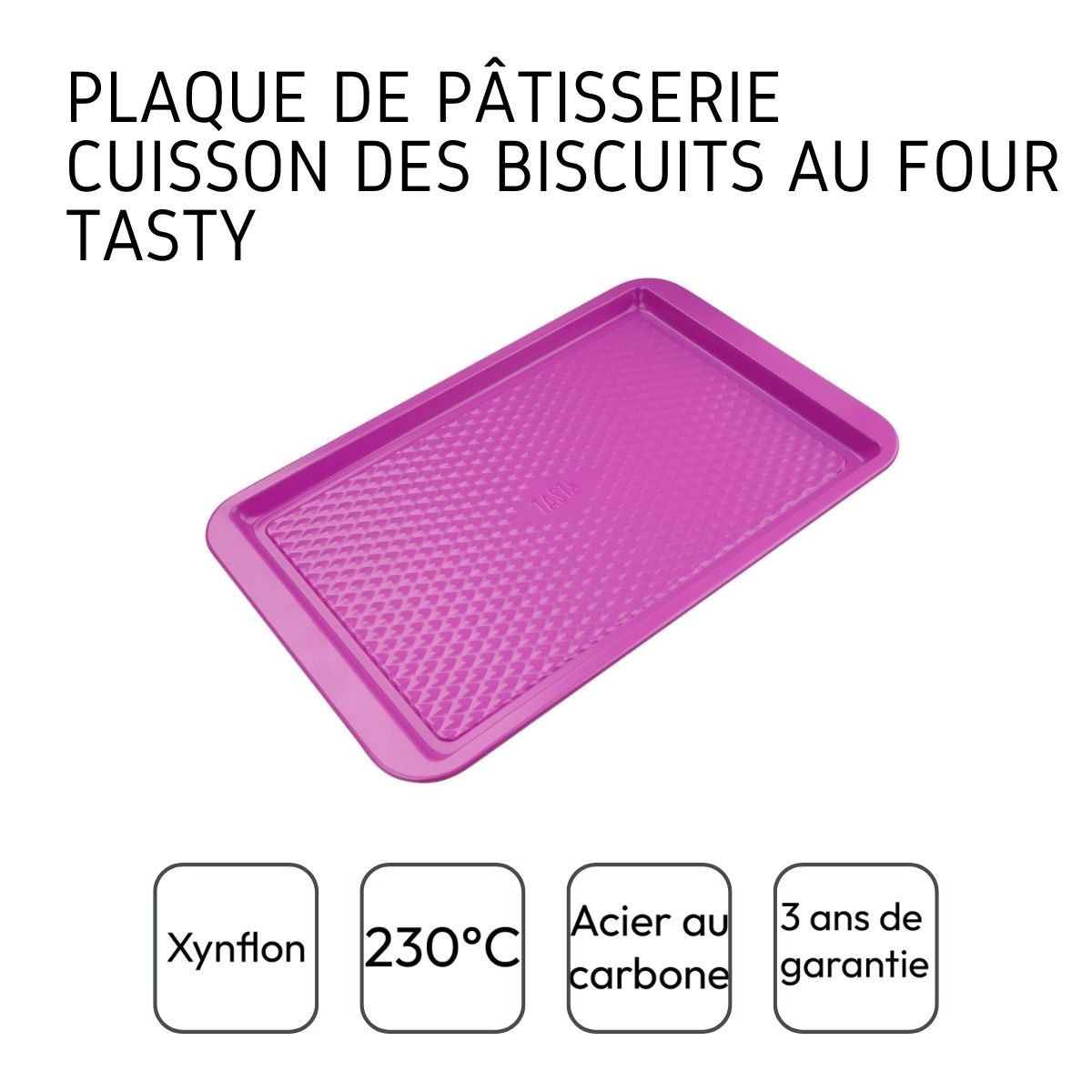 Plaque de four rectangulaire fuchsia 38 x 25 cm Tasty Pâtisserie Tasty - Mathon - 4