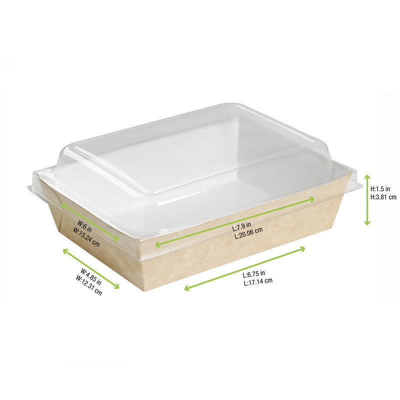 200Pcs - Panier à salade carton kraft brun ingraissable interieur blanc  220x170x40mm 850ml FirstPack - Mathon - 3