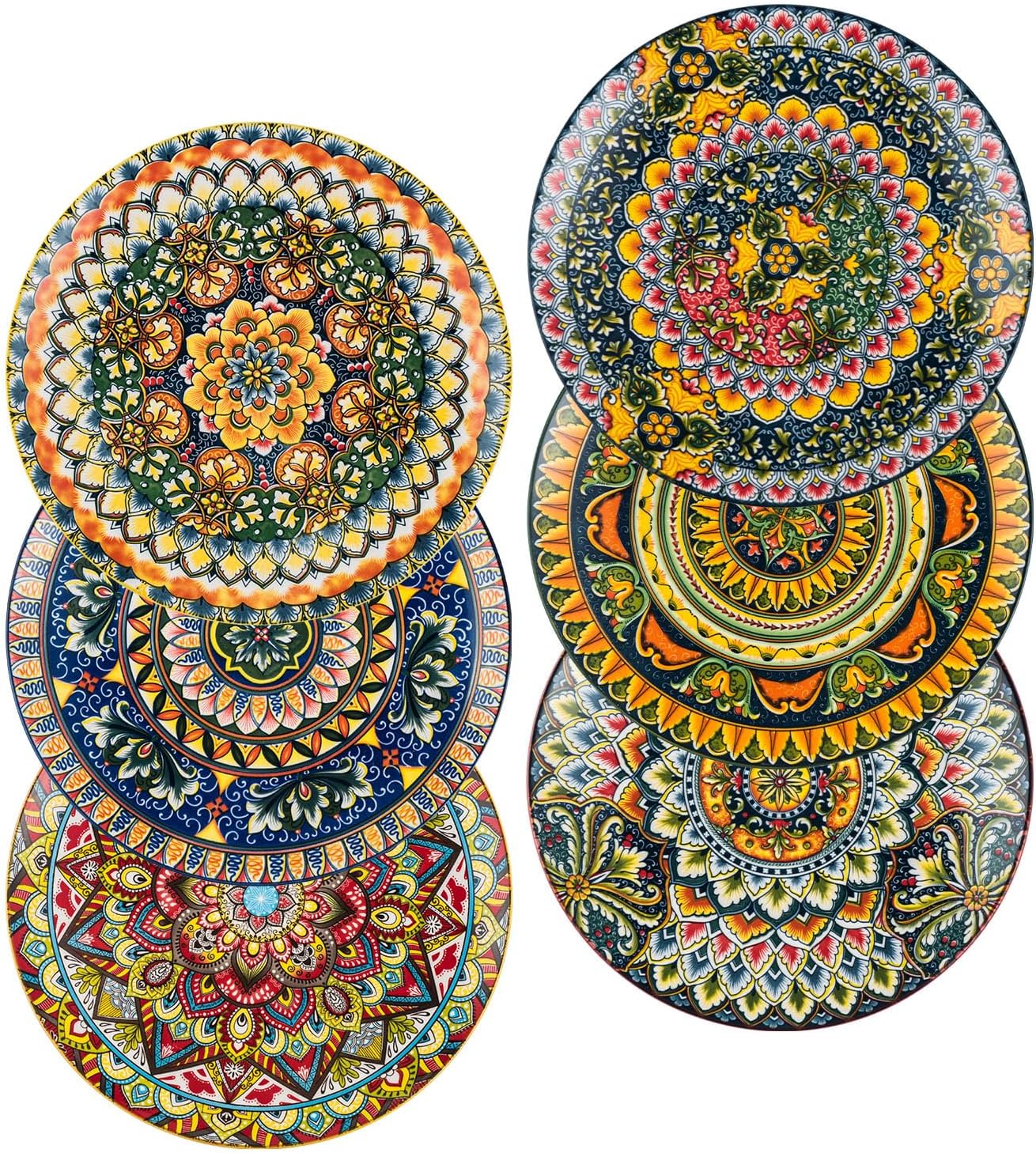 Assiettes bohèmes peintes à la main Henten Home 10" Vendos85 - Mathon