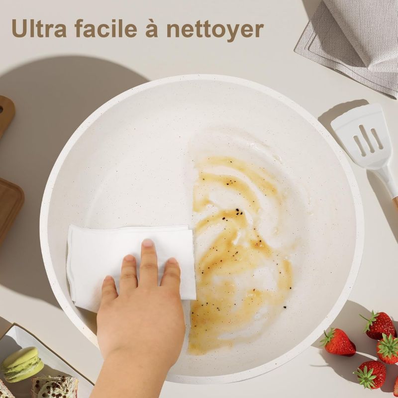 Batterie de cuisine 18 pièces avec poignées amovibles en Granit beige - Tous feux dont induction Just perfecto JL-996 Just Perfecto - Mathon - 3