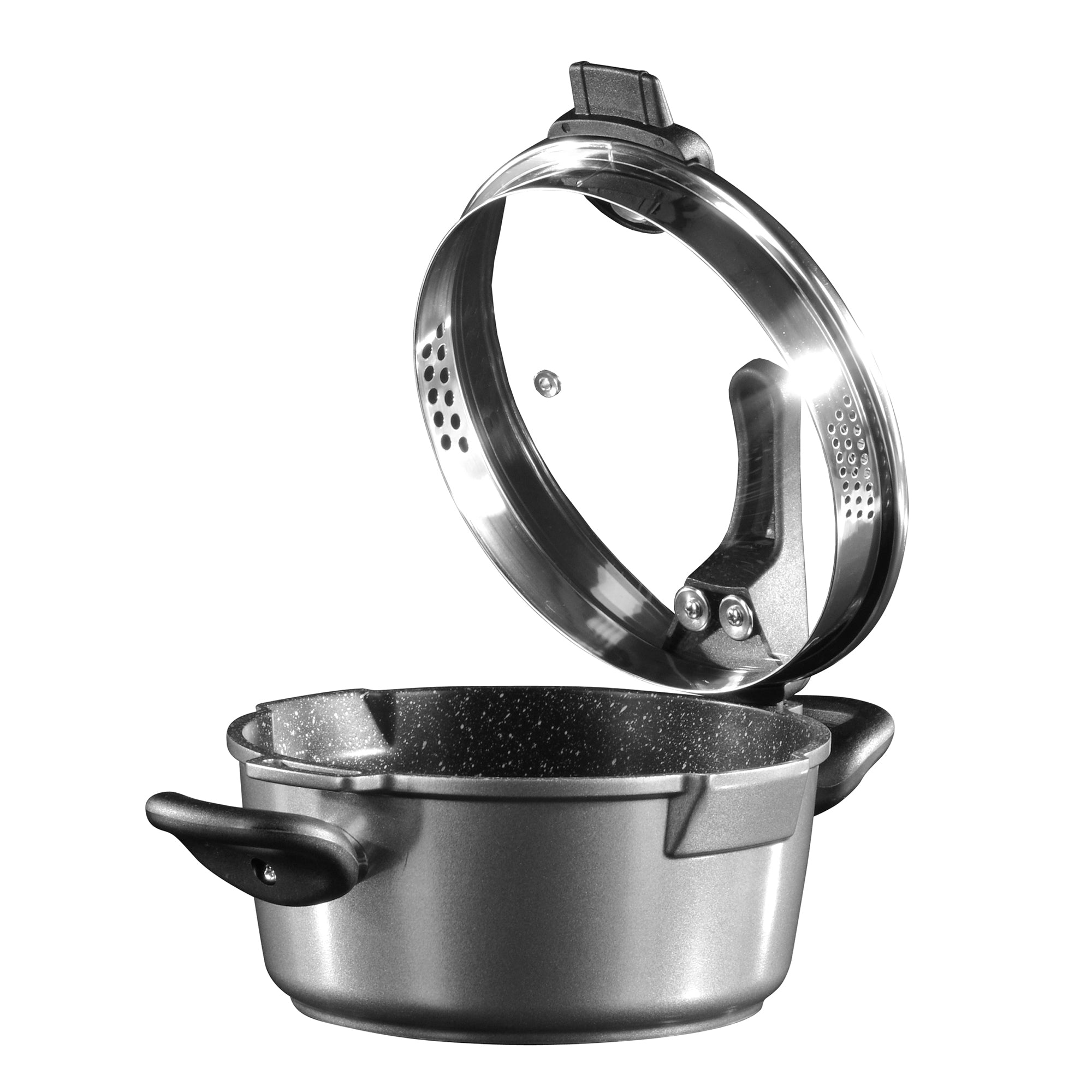 FUTURE Faitout 28 cm, avec couvercle en verre avec fonction passoire Stoneline - Mathon - 1