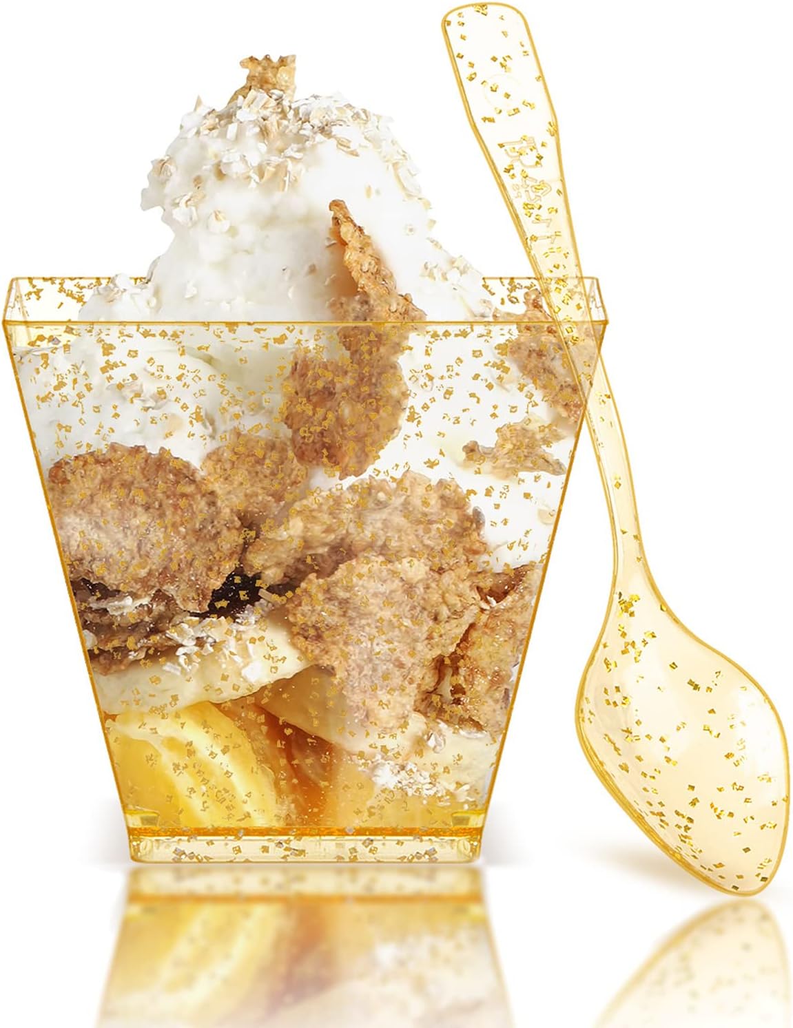 Coffret 100 Mini Verrines Carrées 60 ml avec Cuillères Vendos85 - Mathon