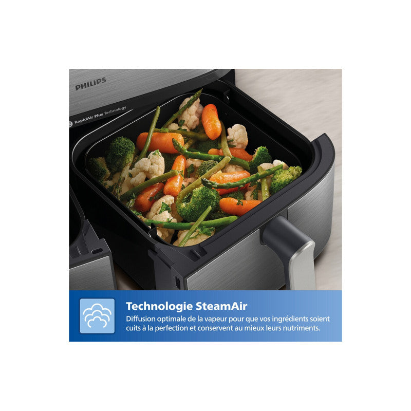 Friteuse Sans Huile   Airfryer Na555 00 Série 5000 Double Panier 9l Philips - Mathon - 6