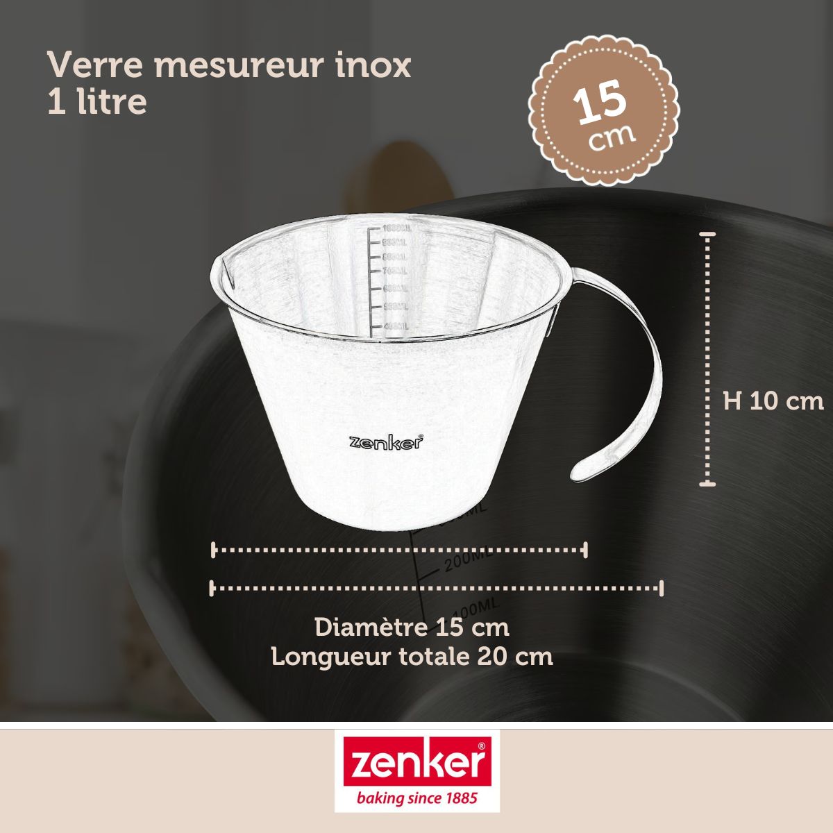 Verre doseur 1 litre Zenker Smart Pastry Zenker - Mathon - 3
