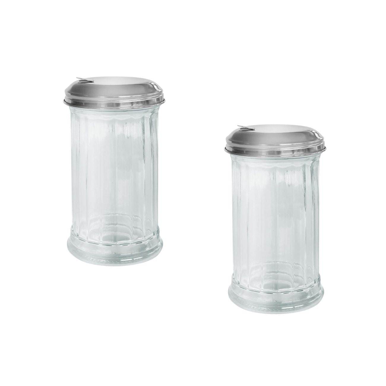 Ensemble de 2 Saupoudreuses en verre et couvercle inox 14 cm  Basic Fackelmann - Mathon - 1