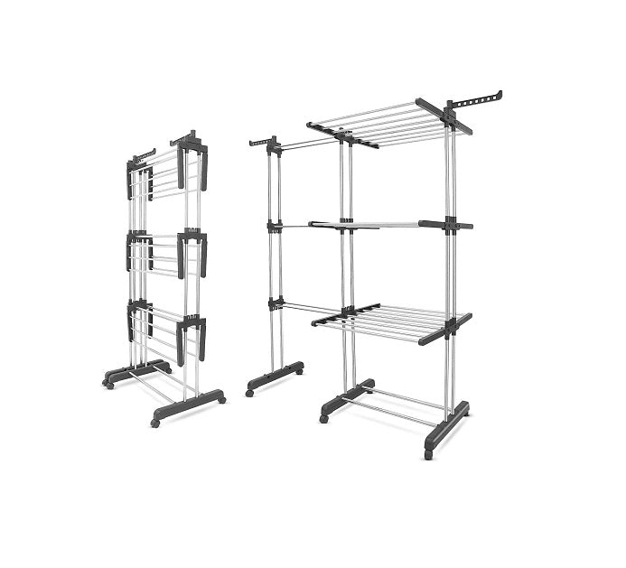 Séchoir à Linge Pliable avec 6 Ailes sur 3 Niveaux 89 x 66 x 178 cm Vendos85 - Mathon