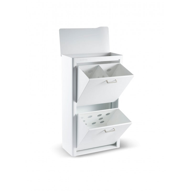 Panier à linge audrey, 100l, 3 compartiments, métal blanc, design moderne Don Hierro - Mathon - 6