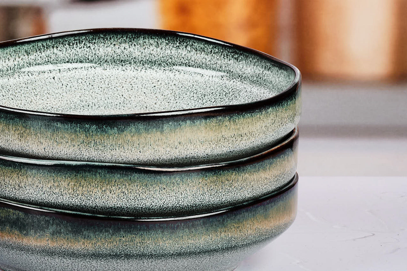 Lot de 6 assiettes creuses en grès gris D21 Björn - Mathon - 6