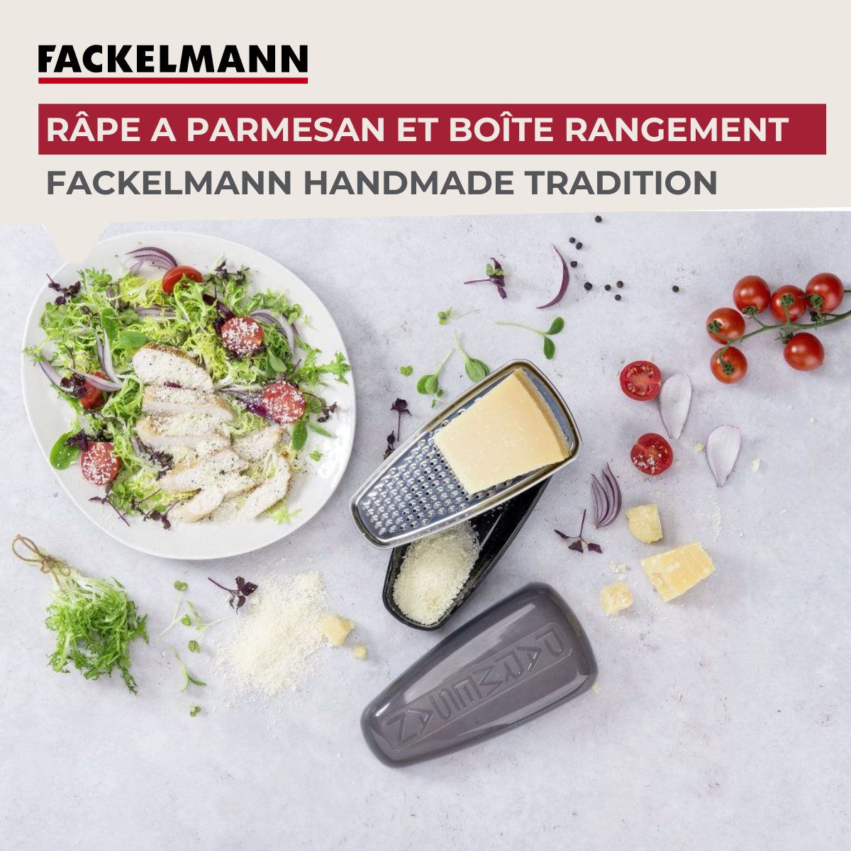Duo Râpe à zeste longue à gros grain avec couvercle de protection 42 cm et Râpe à parmesan et sa boîte de rangement 19 cm  Gourmet Fackelmann - Mathon - 2