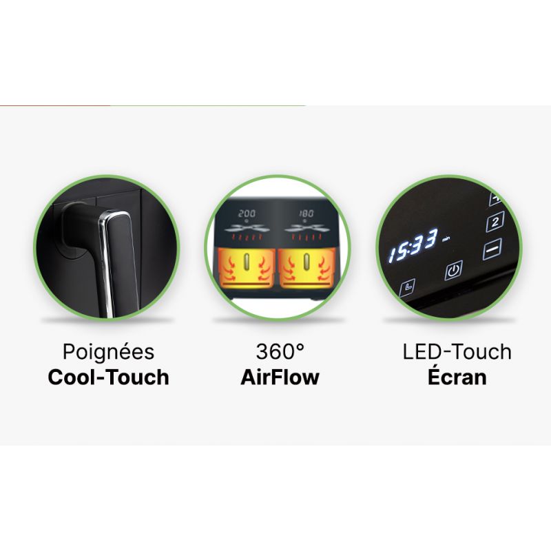 Double friteuse à air chaud 8L Noir Clatronic FR3804H-Noir Clatronic - Mathon - 5