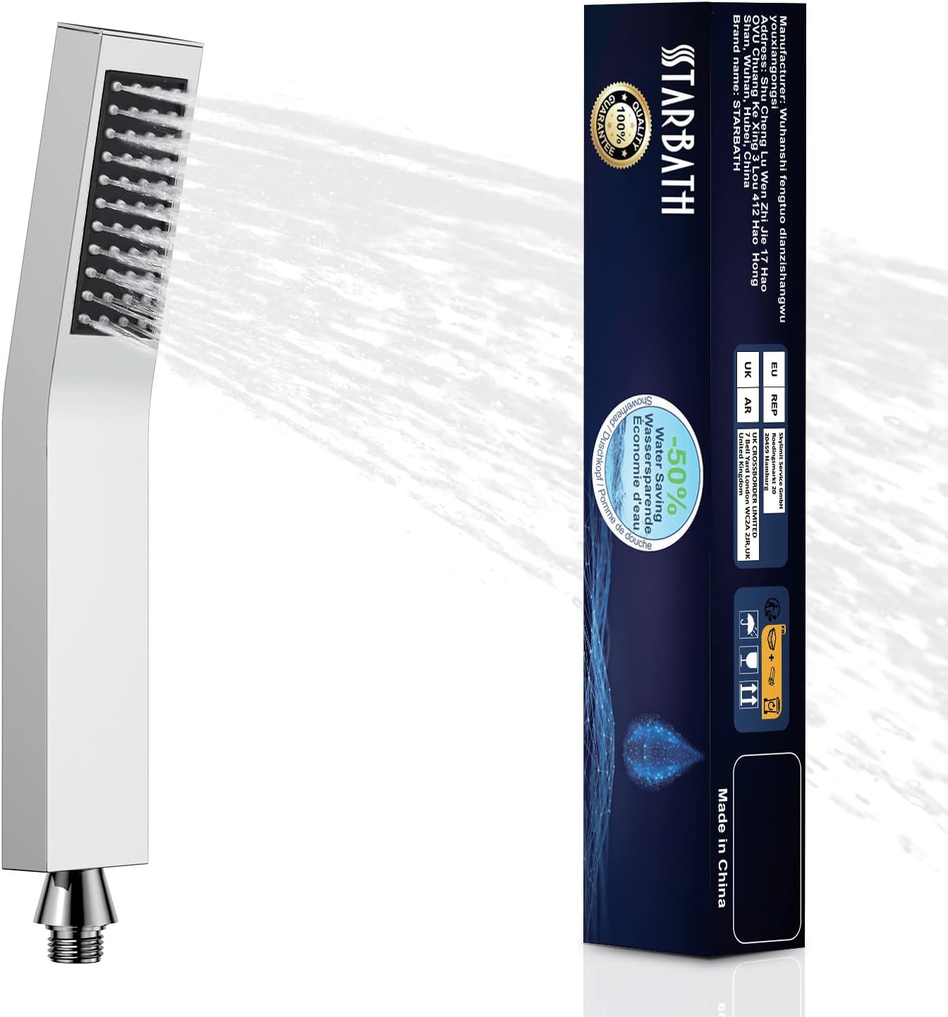 Douchette carrée en laiton chromé avec buse silicone Vendos85 - Mathon