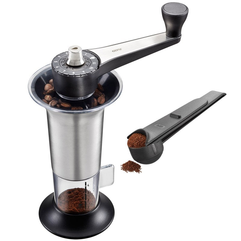 Moulin à café Lorenzo et mesurette en acier inoxydable et plastique Gefu - Mathon - 1