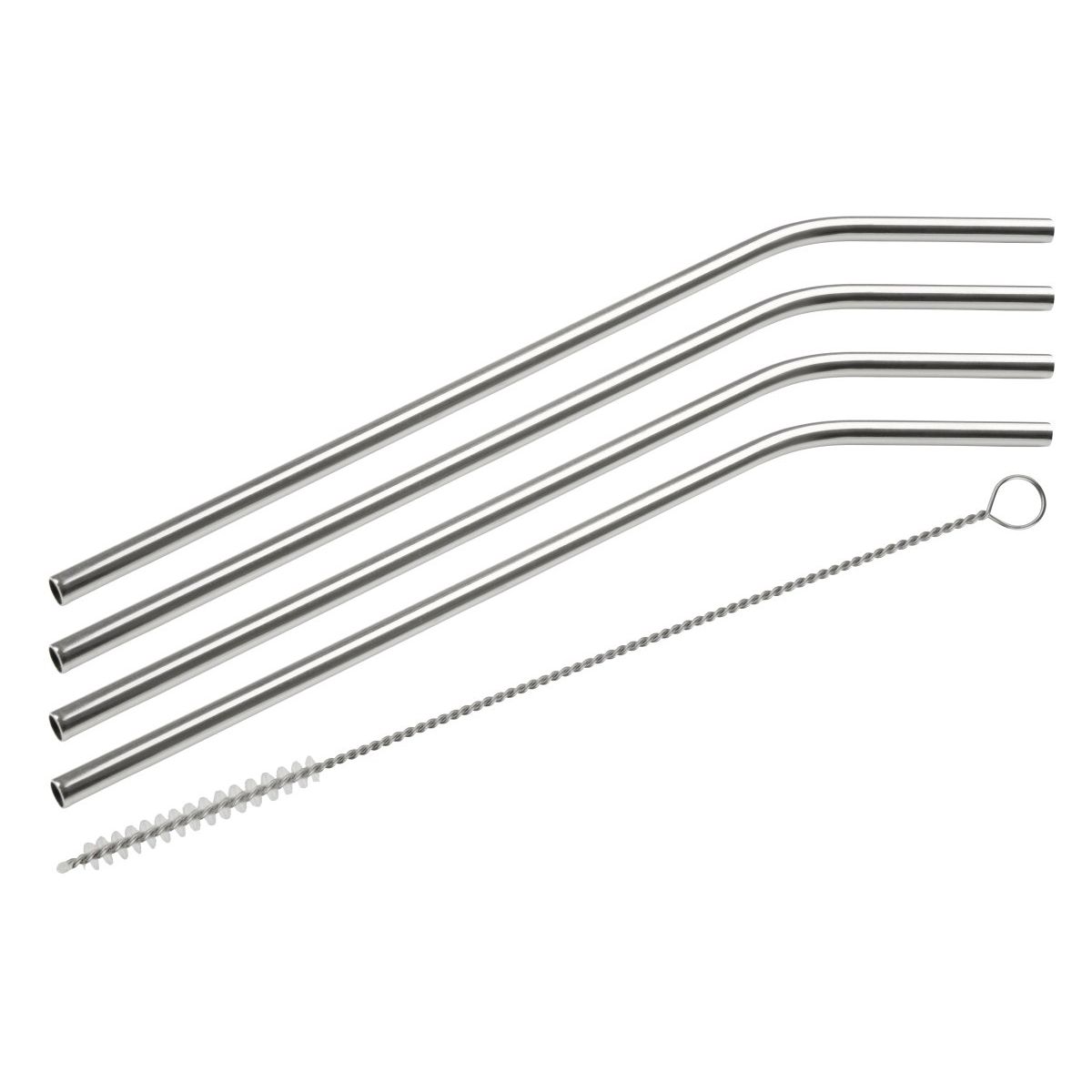 Lot de 4 pailles incurvées en inox avec goupillon 24 cm  Bar Concept Fackelmann - Mathon - 1