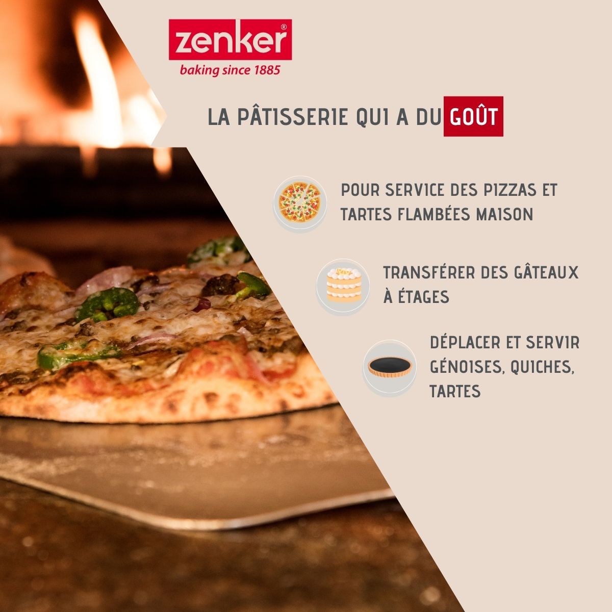 Ensemble de 2 Pelles à gâteau ou Pelles à pizza 28 cm Zenker Smart Pastry Zenker - Mathon - 2