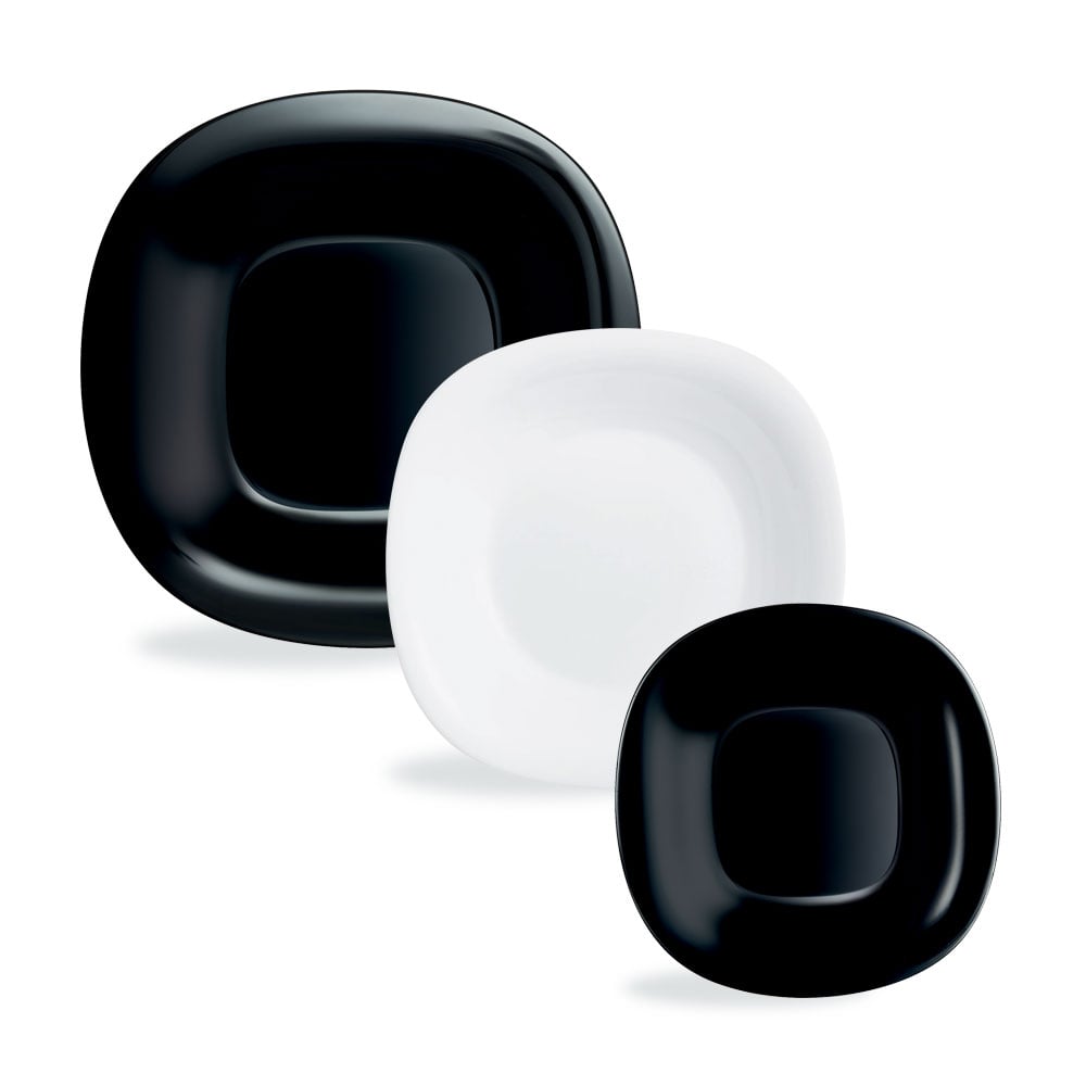 Service de table 18 pièces Carine blanc et noir - Luminarc - Opale trempé extra résistant Luminarc - Mathon - 1