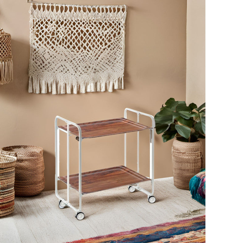 Desserte pliante bauhaus avec roulettes – structure blanche, 2 niveaux, 4 positions Don Hierro - Mathon - 2