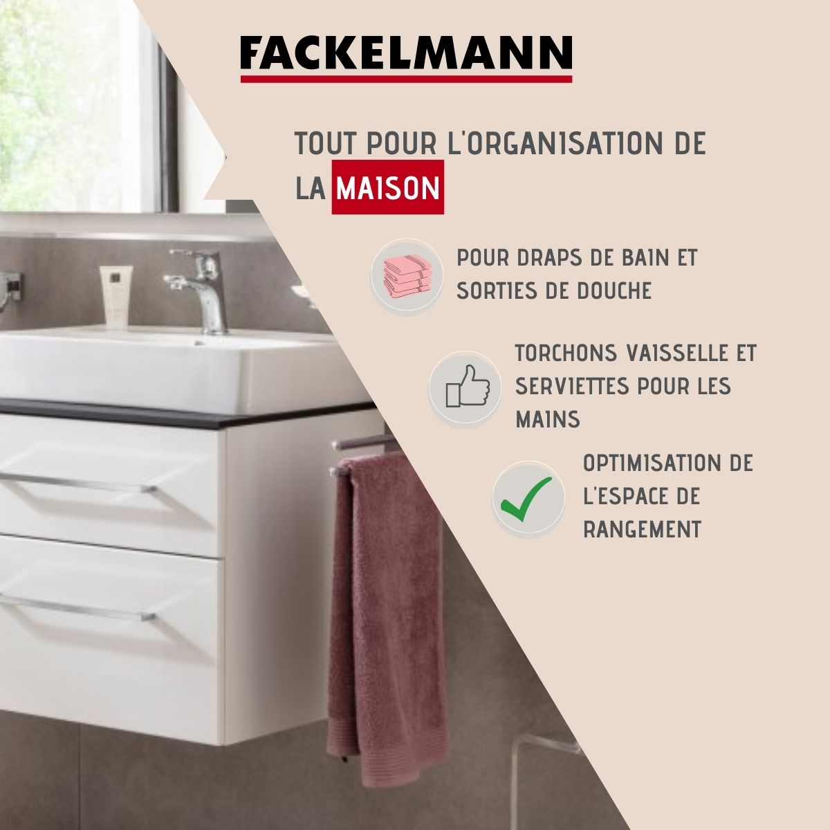 Porte serviette double gris chrome  Vision Fackelmann - Mathon - 2