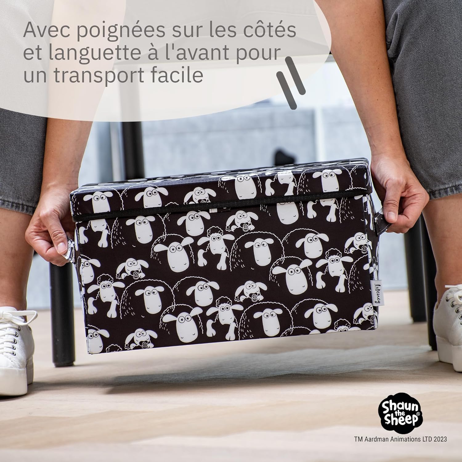 Boîte de rangement avec couvercle fond noir Lifeney Shaun le mouton Fackelmann - Mathon - 6