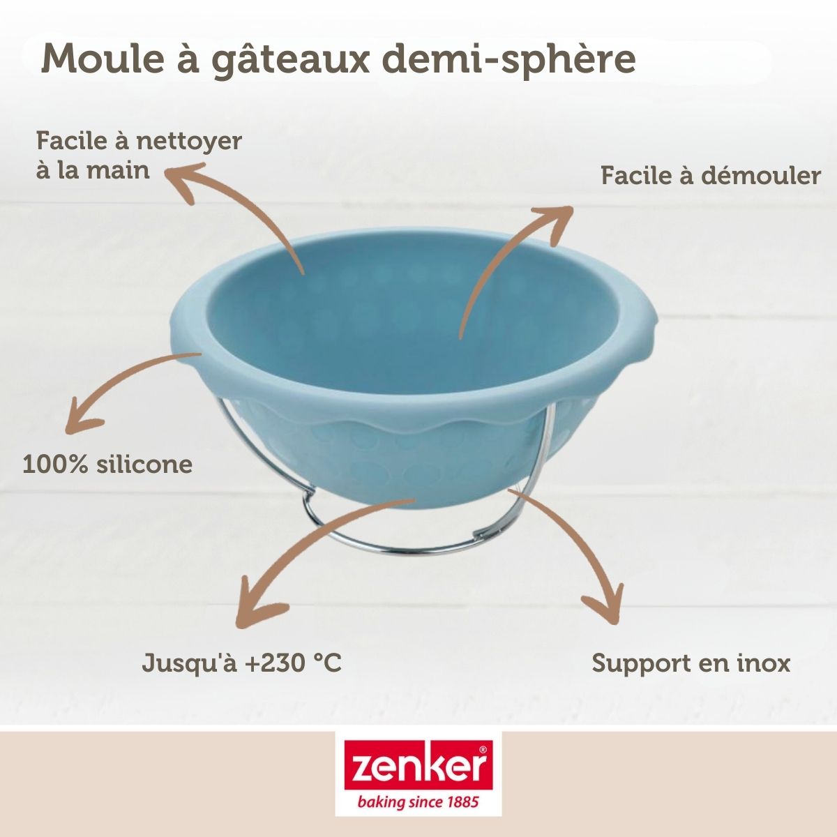 Moule demi sphère pour gâteau ballon de foot 18 cm Zenker Spécial Football Zenker - Mathon - 3