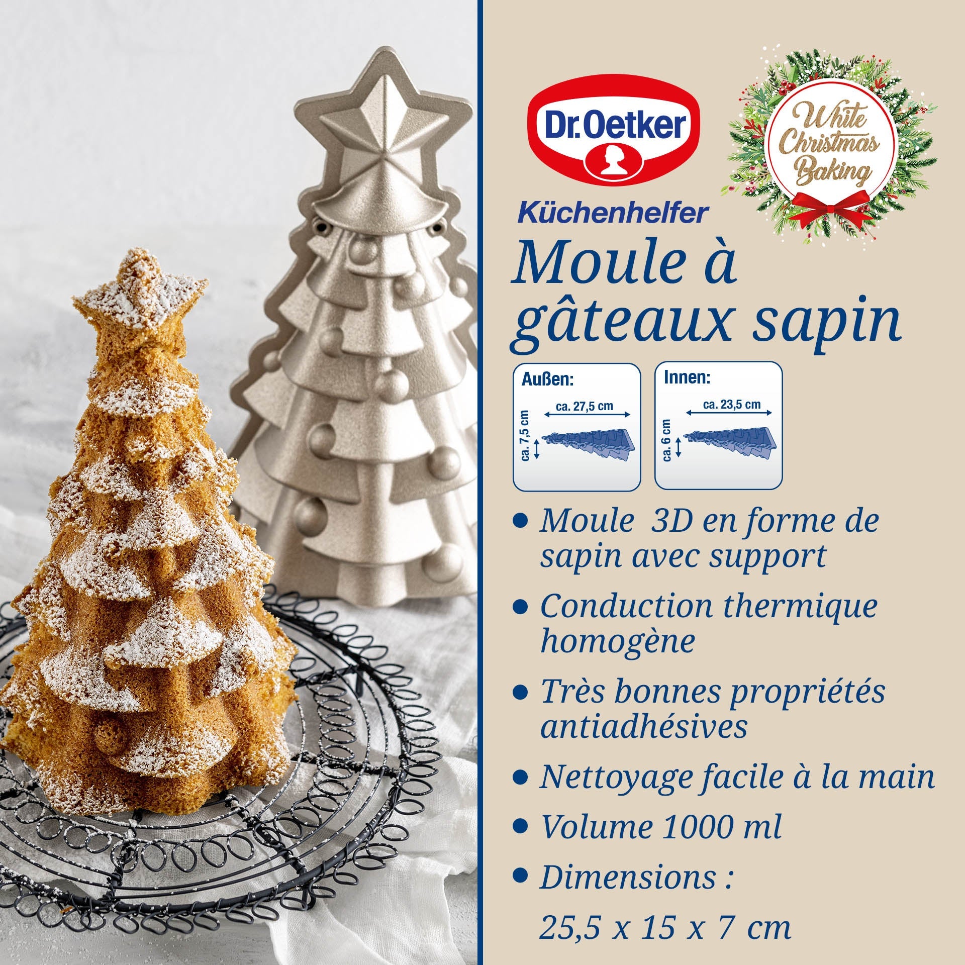 Moule à gâteaux original en forme de sapin de noël 17 x 7,5 cm  Christmas Dr. Oetker - Mathon - 2