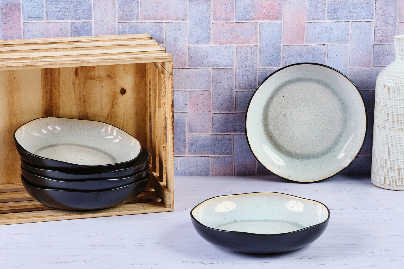 Assiette creuse IRIS Ø22,5cm - 6 pièces - Blanc ivoire Björn - Mathon - 2