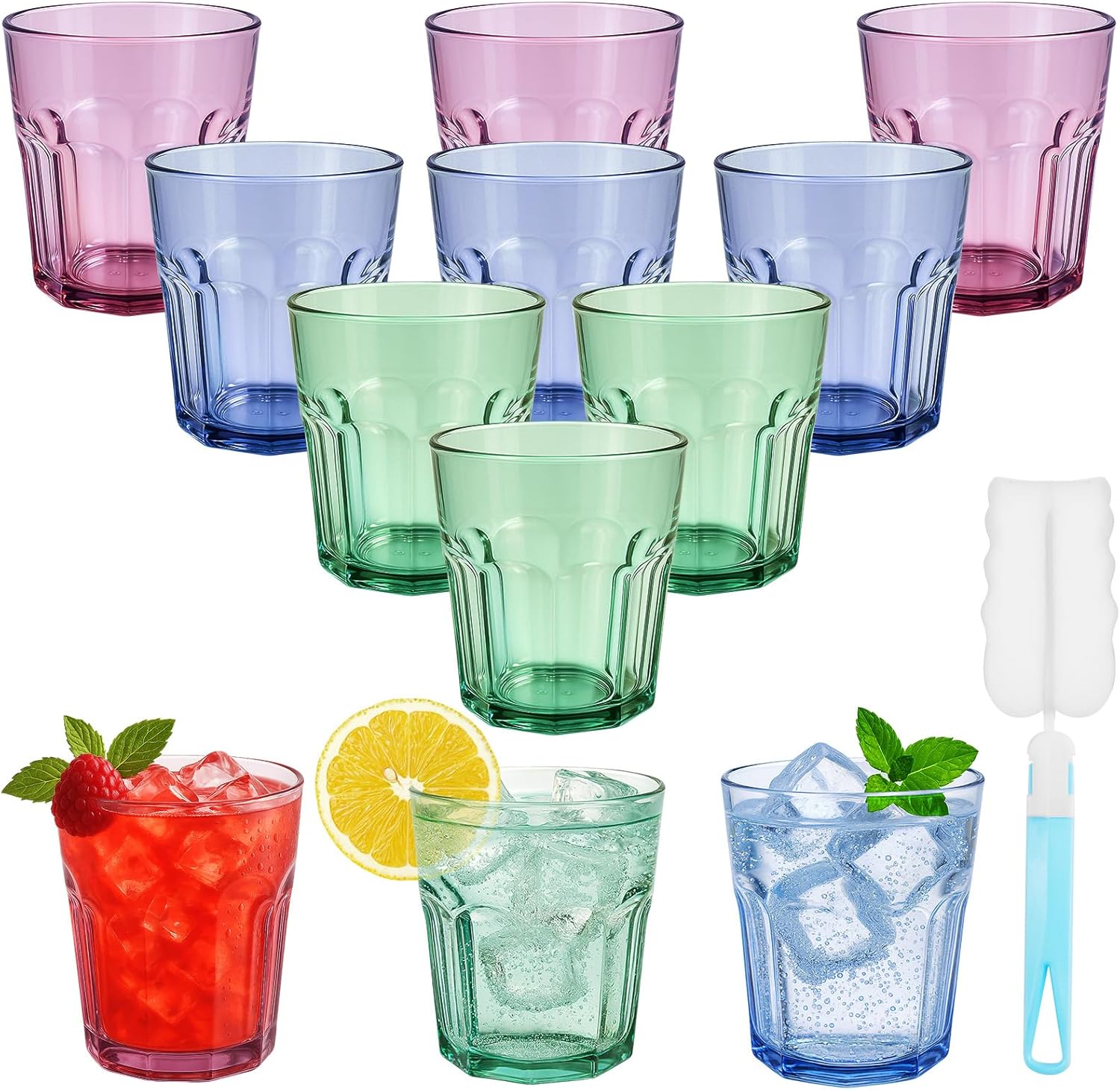 Set de 12 Verres Acryliques Couleur – 270 ml, Empilables Vendos85 - Mathon