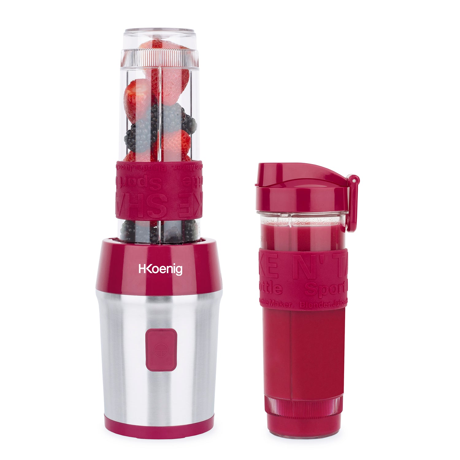 Mini Blender - H.koenig - Smoo10 - 300 W - 570 Ml - Framboise - 2 Gourdes Incluses HKOENIG - Mathon - 1
