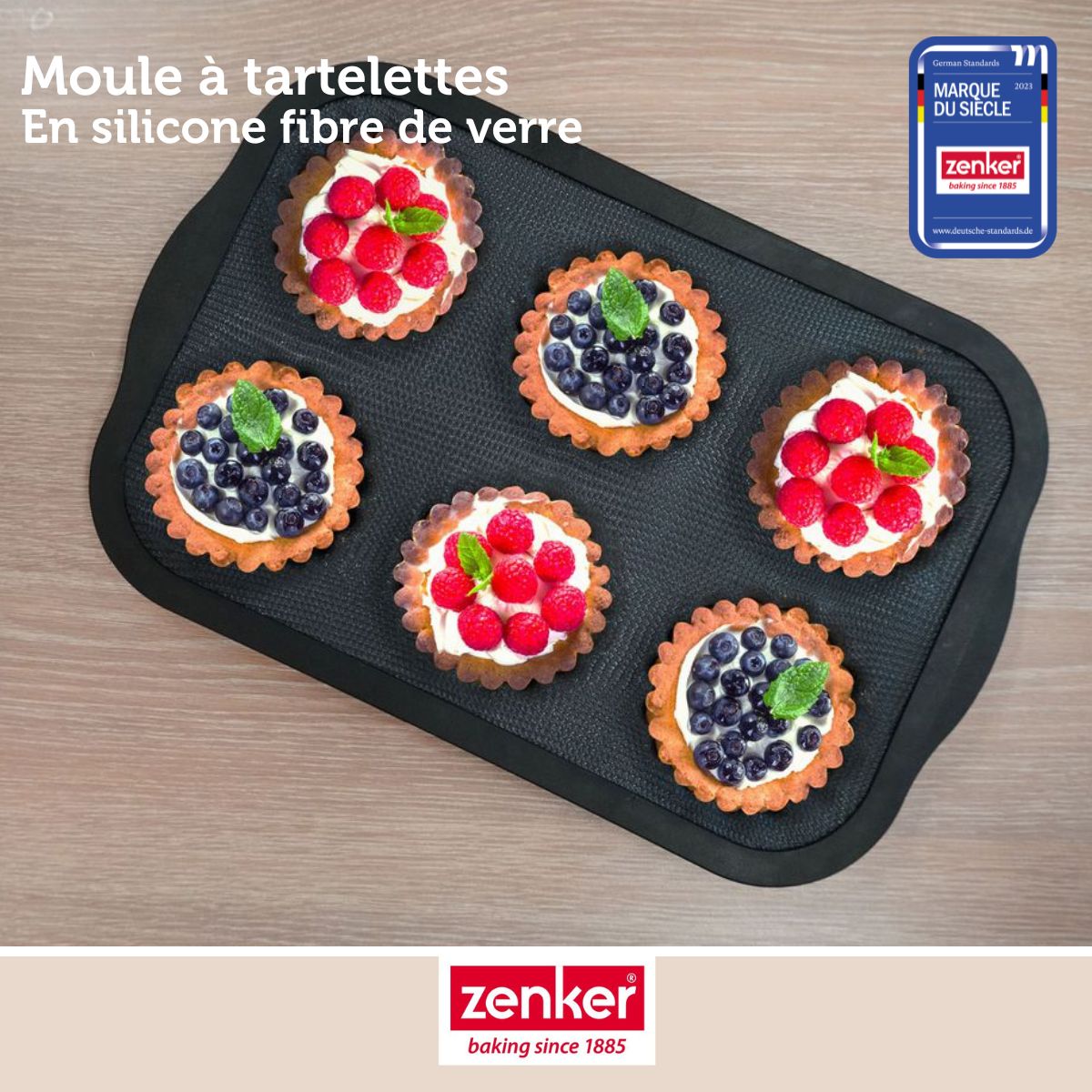 Moule 6 mini tartelettes 28 x 18 cm Zenker Silicone fibre de verre Zenker - Mathon - 2