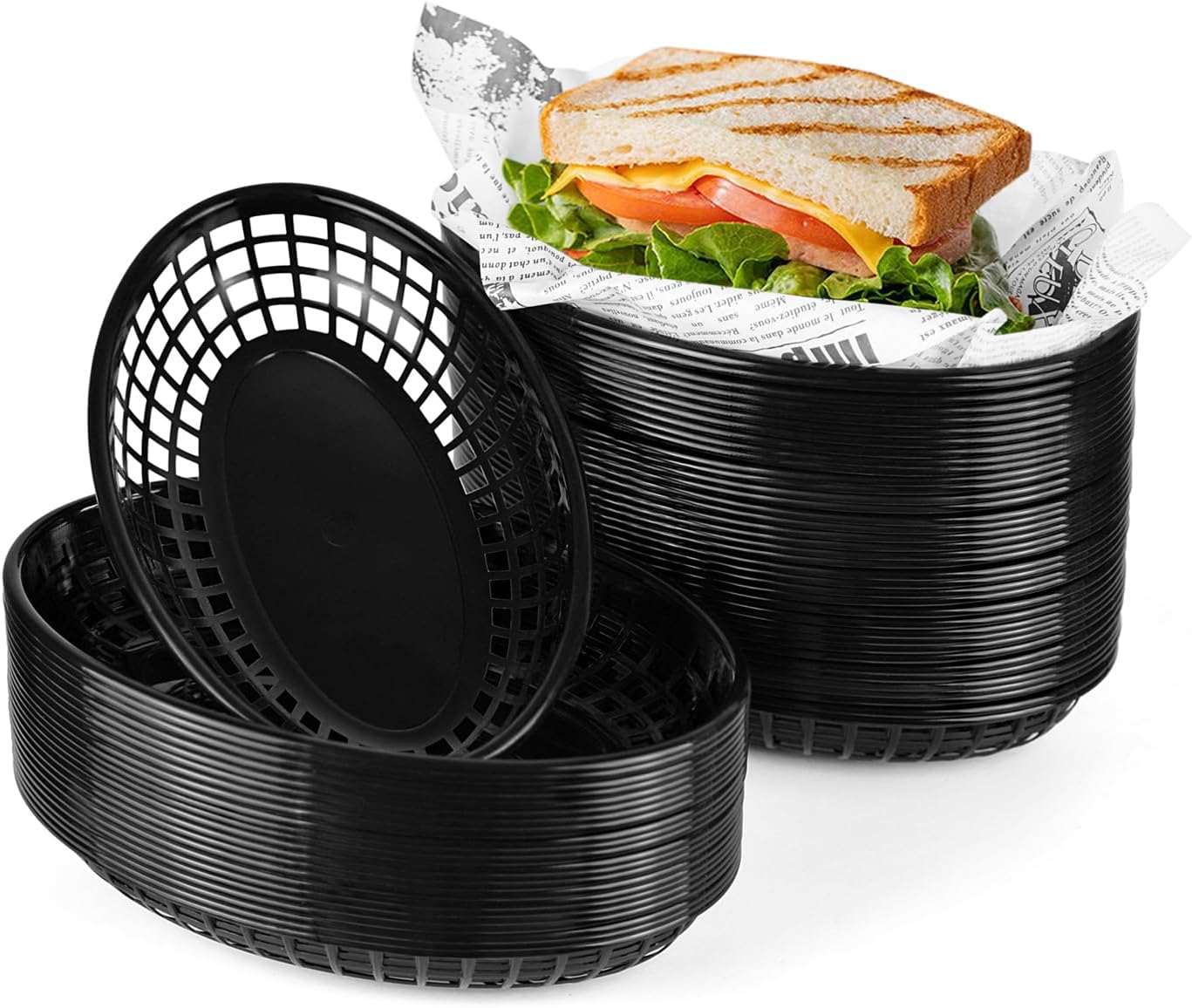 60 Paniers Alimentaires en Plastique Réutilisables noir Vendos85 - Mathon