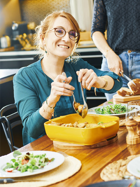 Appolia Plat four céramique carré jaune safran 21 cm - 8.25in Peugeot - Mathon - 4