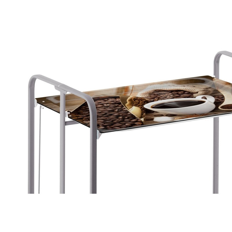 Desserte pliante 2 niveaux avec roulettes – structure gris aluminium, bauhaus Don Hierro - Mathon - 3