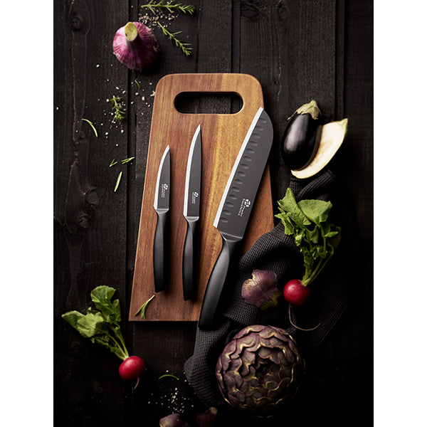 Set 3 couteaux de cuisine lame noire Essentiels Pradel Excellence - Mathon