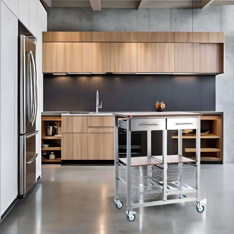 Grande desserte de cuisine, série onda aluminium double Don Hierro - Mathon - 4