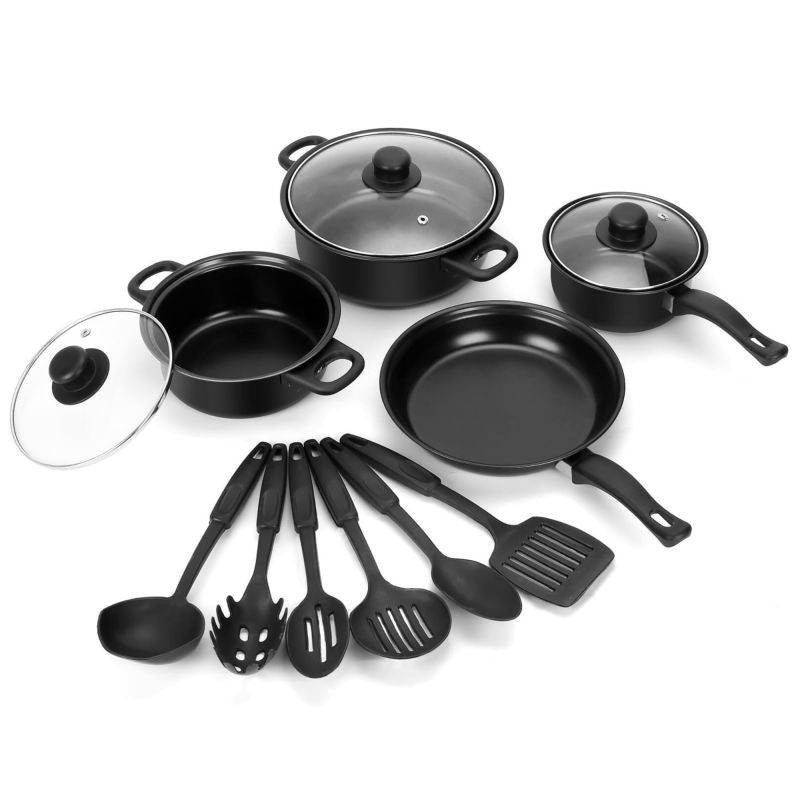 Batterie de cuisine 13 pieces avec cuilliere Noir Herzberg HG04241 Herzberg - Mathon - 1