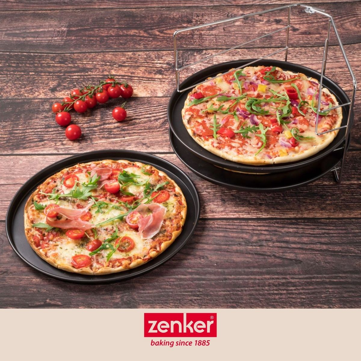 Set de 3 plaques à pizza et une grille de superposition 29 cm Zenker Special Countries Zenker - Mathon - 9