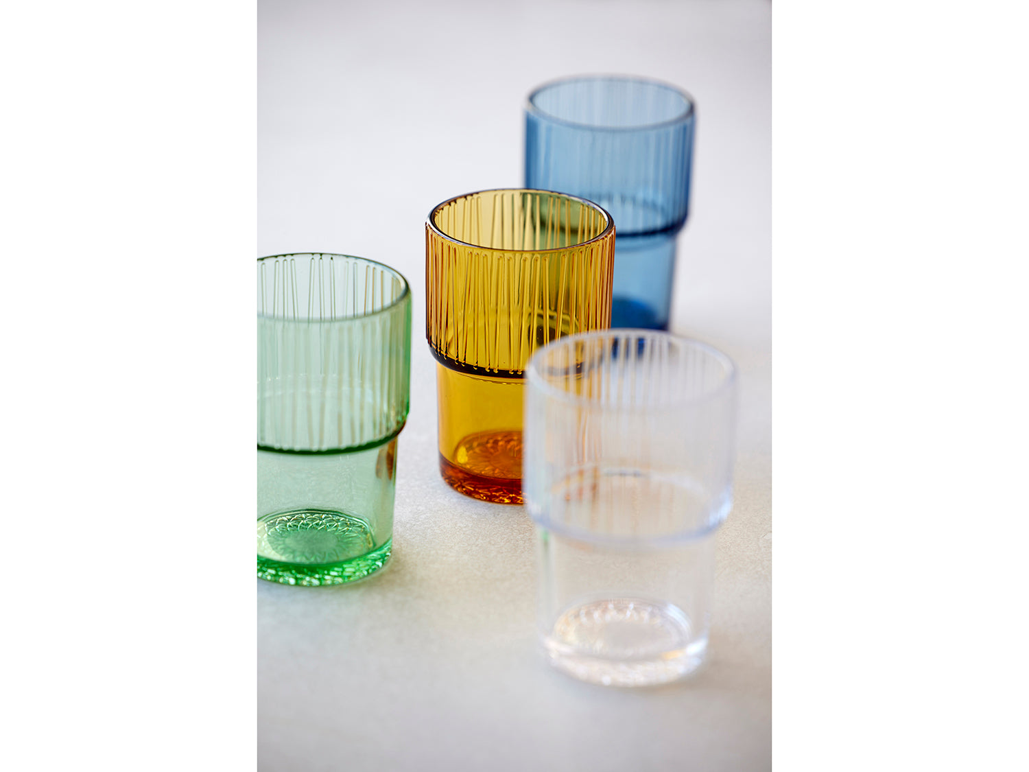 Set de 4 verres à café KUSINTHA en verre coloré Bleu Bitz - Mathon - 6
