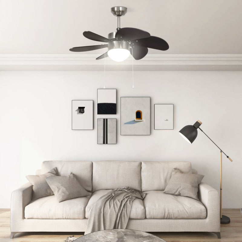 Ventilateur De Plafond Avec Lampe 76 Cm Marron Foncé VIDAXL - Mathon - 3