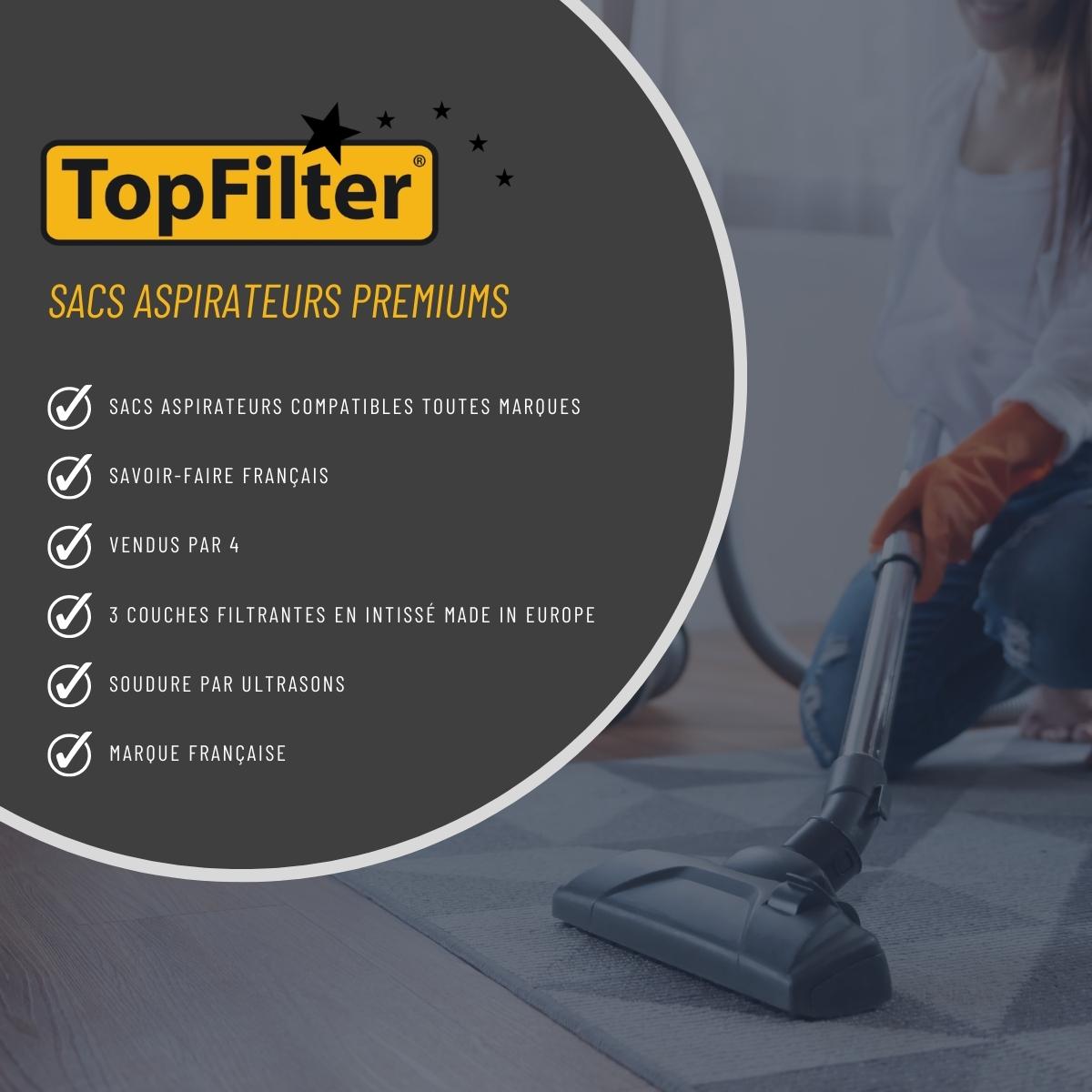 Lot de 4 sacs aspirateur Eco+ et Siplec L 501 TopFilter Premium TopFilter - Mathon - 5