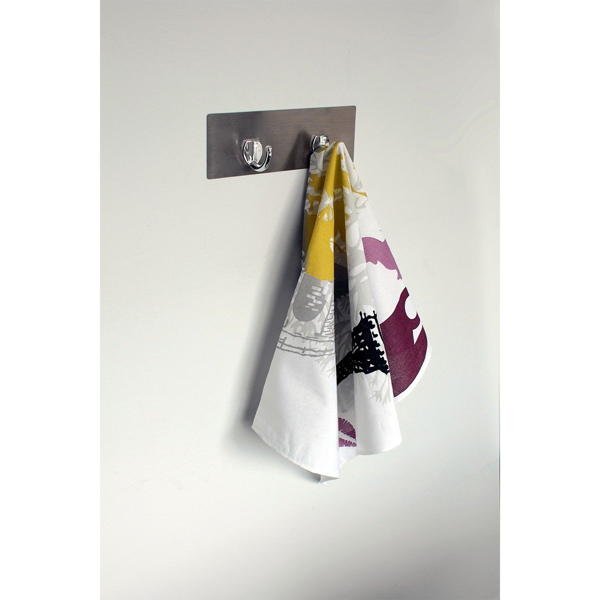 Plaquette adhésive 2 crochets gris 22 x 7.5 cm Astuceo - Mathon - 2