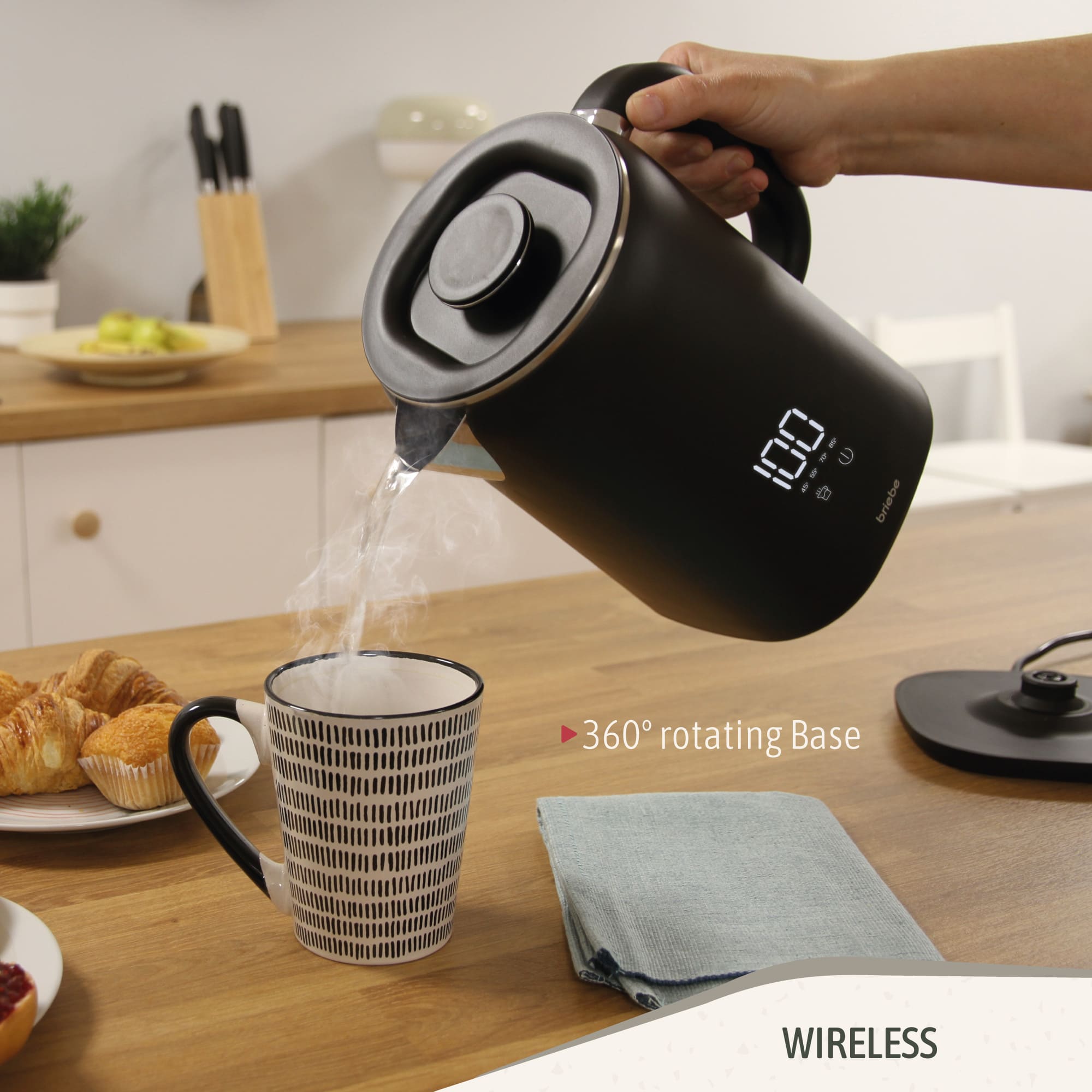 eBoil Bouilloire Électrique 1,7L Contrôleur de Température Numérique 45° à 100°C 1500 Noir KT1175BLK - Mathon - 4