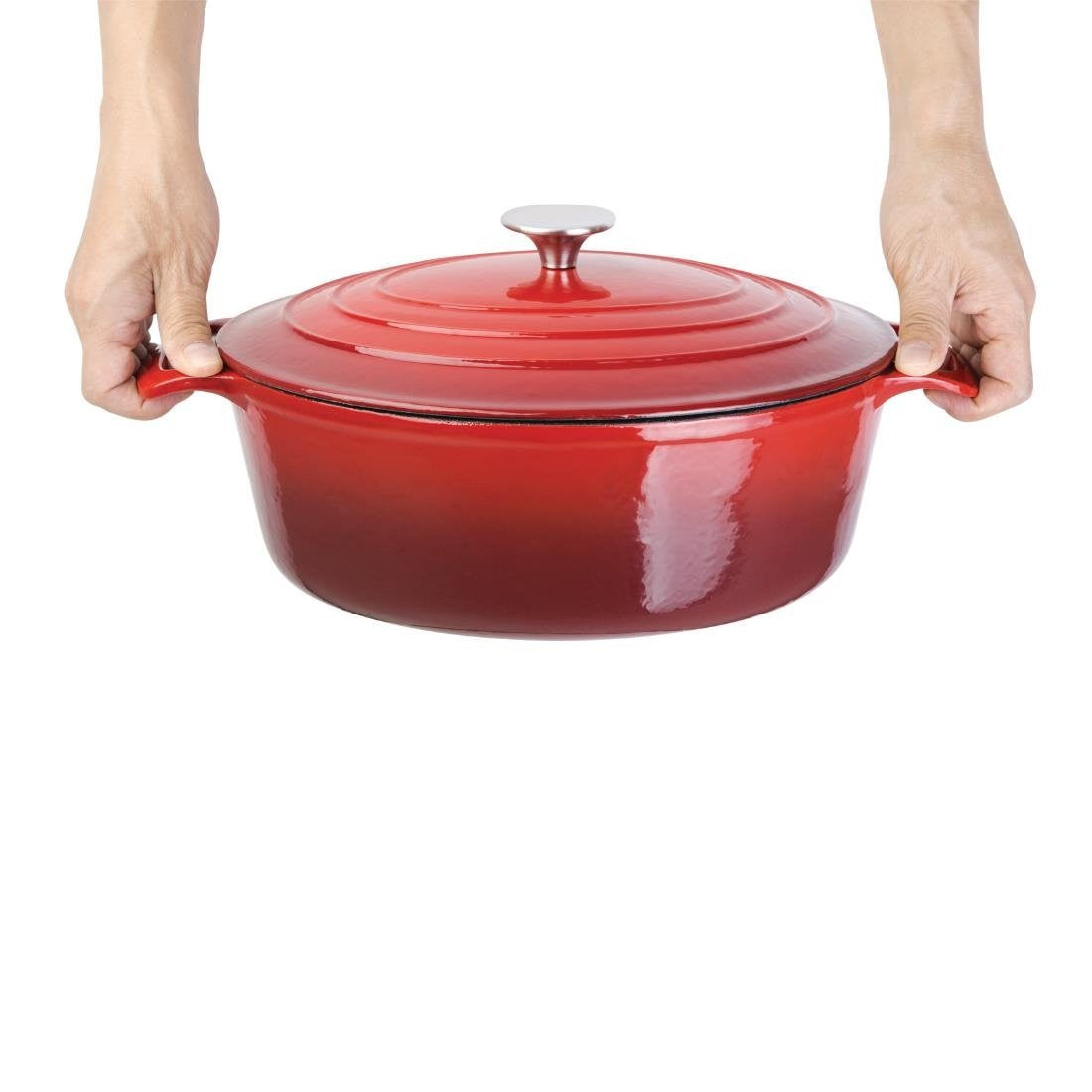 Grande cocotte ovale rouge en fonte  6 L Vogue - Mathon - 2