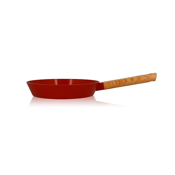 Poêle Ector induction aluminium revêtu manche en bois 24 cm rouge Ogo - Mathon - 1