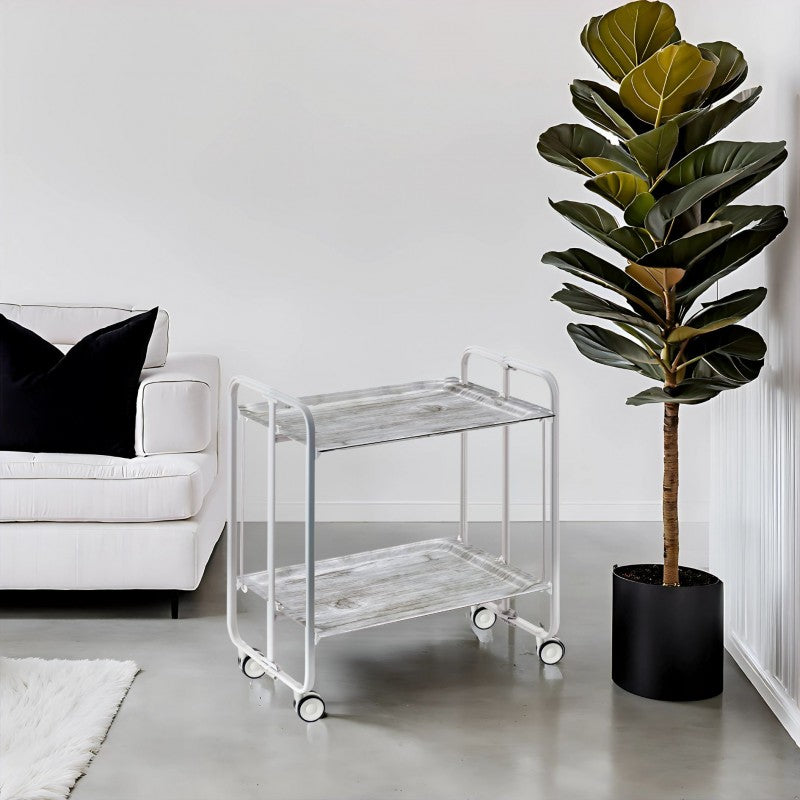 Desserte pliante 2 niveaux avec roulettes – structure gris aluminium, bauhaus Don Hierro - Mathon - 2