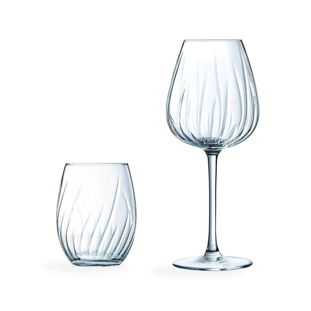 Ensemble 8 verres à pied et verres à eau Swirly - Cristal d