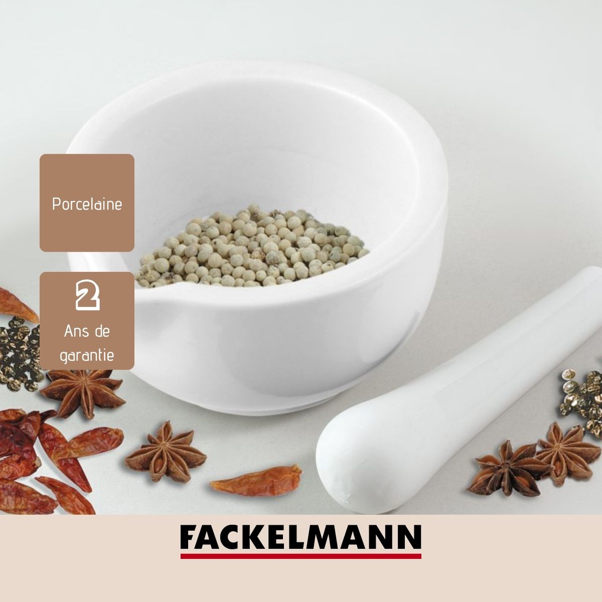 Mortier de cuisine avec pilon en porcelaine  Basic Fackelmann - Mathon - 4